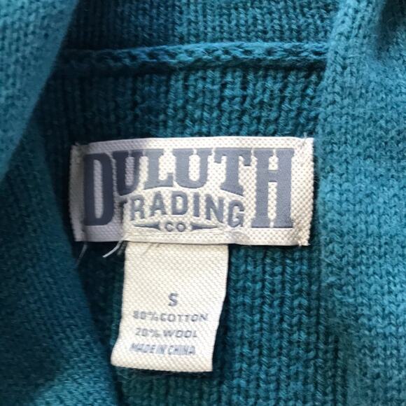 Duluth Trading Co. cotton wool high neck buttons green pullover knit sweater S - Picture 3 of 8